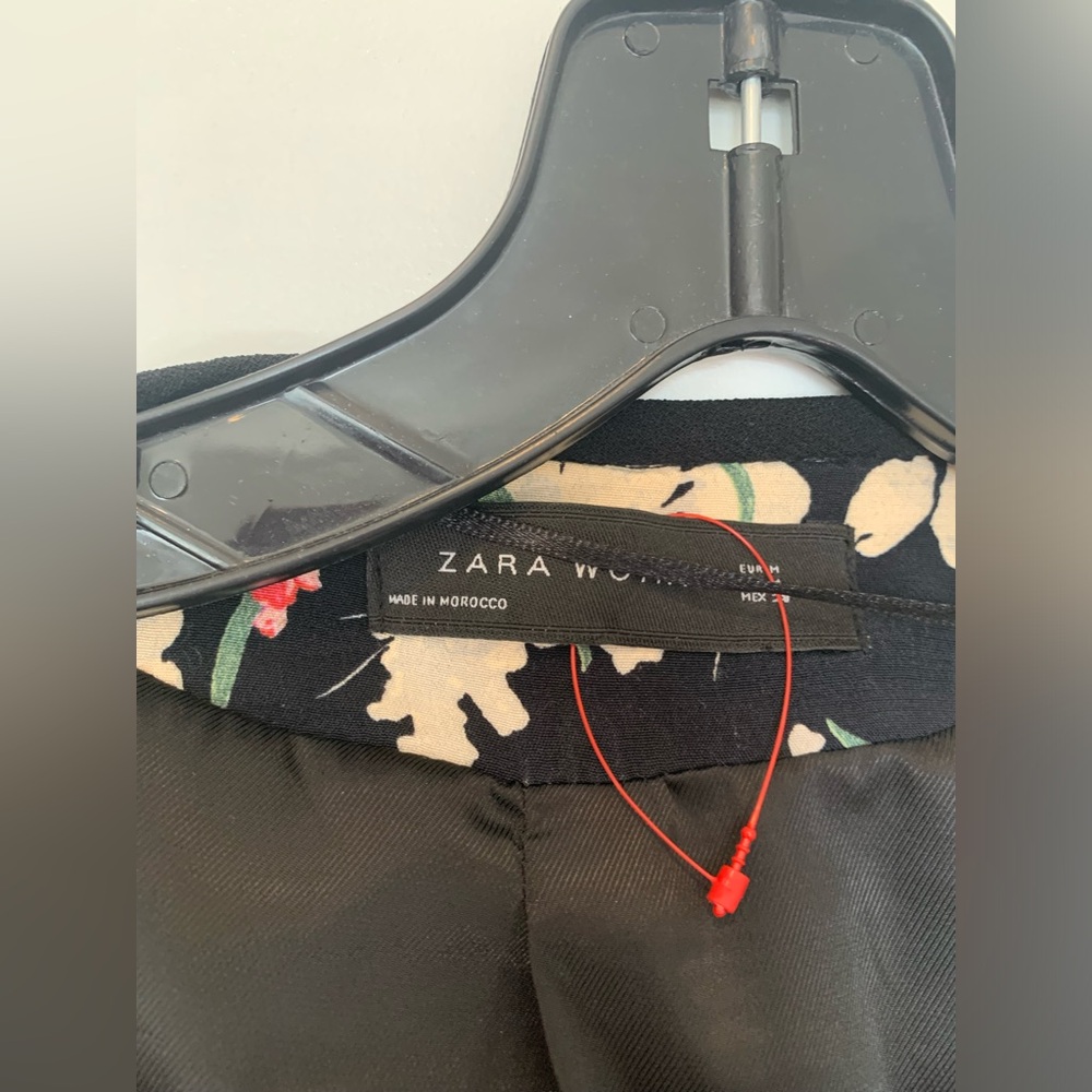 Zara Floral Patchwork Black Multicolor Blazer Jacket - Picture 7 of 9